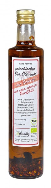 Bio Olivenöl mit extra scharfer Bio Chili
