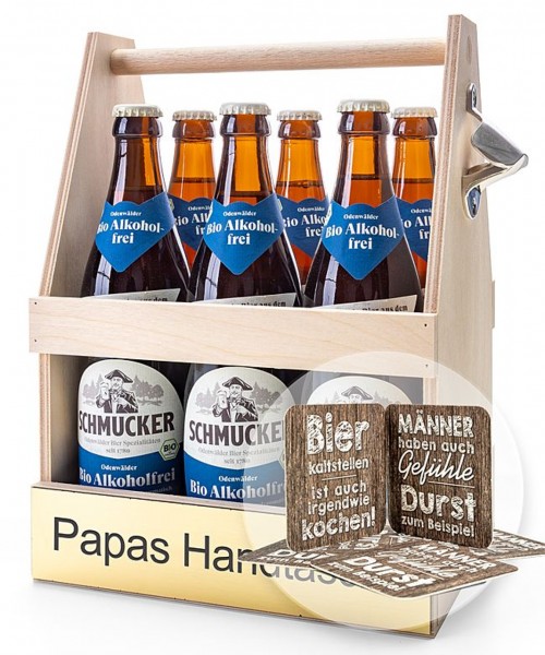 Papas Handtasche mit alkoholfreiem Bier