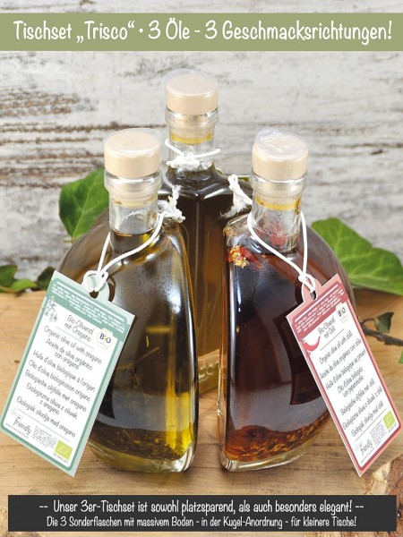 3 Schmuckflaschen Bio Olivenöl